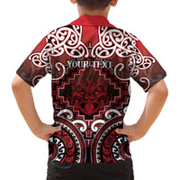 Personalised New Zealand Aotearoa Family Matching Off The Shoulder Long Sleeve Dress and Hawaiian Shirt Te Reo Maori Ake Ake Ake LT05 - Polynesian Pride