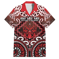 Personalised New Zealand Aotearoa Family Matching Off Shoulder Short Dress and Hawaiian Shirt Te Reo Maori Ake Ake Ake LT05 Dad's Shirt - Short Sleeve Red - Polynesian Pride