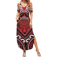 Personalised New Zealand Aotearoa Family Matching Summer Maxi Dress and Hawaiian Shirt Te Reo Maori Ake Ake Ake LT05 Mom's Dress Red - Polynesian Pride
