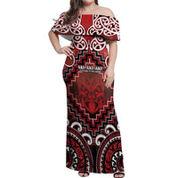 Personalised New Zealand Aotearoa Off Shoulder Maxi Dress Te Reo Maori Ake Ake Ake - Polynesian Pride