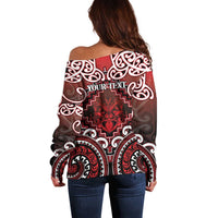 Personalised New Zealand Aotearoa Off Shoulder Sweater Te Reo Maori Ake Ake Ake LT05 - Polynesian Pride