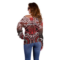 Personalised New Zealand Aotearoa Off Shoulder Sweater Te Reo Maori Ake Ake Ake LT05 - Polynesian Pride