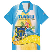 Personalised Tuvalu Independence Day Family Matching Off The Shoulder Long Sleeve Dress and Hawaiian Shirt Tuvalu Mo Te Atua LT05 Dad's Shirt - Short Sleeve Yellow - Polynesian Pride