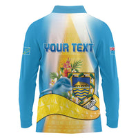 Personalised Tuvalu Independence Day Long Sleeve Polo Shirt Tuvalu Mo Te Atua - Polynesian Pride