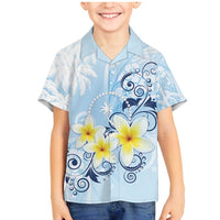 FSM Chuuk Constitution Day Family Matching Mermaid Dress and Hawaiian Shirt Polynesian Curves Plumeria LT05 Son's Shirt Blue - Polynesian Pride