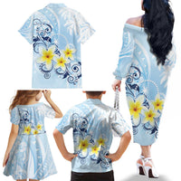 FSM Chuuk Constitution Day Family Matching Off The Shoulder Long Sleeve Dress and Hawaiian Shirt Polynesian Curves Plumeria LT05 - Polynesian Pride