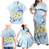 FSM Chuuk Constitution Day Family Matching Off Shoulder Maxi Dress and Hawaiian Shirt Polynesian Curves Plumeria LT05 - Polynesian Pride