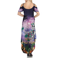 Happy Hulaween Family Matching Summer Maxi Dress and Hawaiian Shirt Mahaloween Skeleton Dancing LT05 - Polynesian Pride