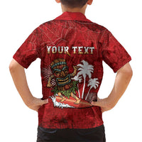 Personalised Aloha Halloween Family Matching Short Sleeve Bodycon Dress and Hawaiian Shirt Skeleton Surfing LT05 - Polynesian Pride