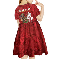 Personalised Aloha Halloween Kid Short Sleeve Dress Skeleton Surfing