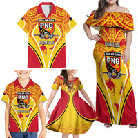 Custom Papua New Guinea Rugby Family Matching Off Shoulder Maxi Dress and Hawaiian Shirt 2023 Pacific Championships The Kumuls LT05 - Polynesian Pride