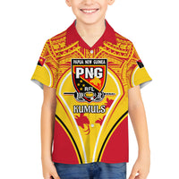 Custom Papua New Guinea Rugby Family Matching Off Shoulder Short Dress and Hawaiian Shirt 2023 Pacific Championships The Kumuls LT05 Son's Shirt Yellow - Polynesian Pride