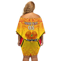 Custom Papua New Guinea Rugby Off Shoulder Short Dress 2023 Pacific Championships The Kumuls LT05 - Polynesian Pride