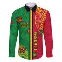 Personalised Vanuatu Happy Unity Day Family Matching Summer Maxi Dress and Hawaiian Shirt Polynesian Plumeria LT05 Dad's Shirt - Long Sleeve Red - Polynesian Pride