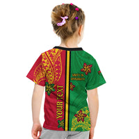 Personalised Vanuatu Happy Unity Day Kid T Shirt Polynesian Plumeria LT05 - Polynesian Pride