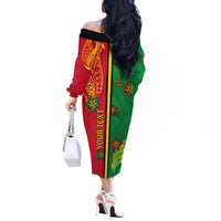 Personalised Vanuatu Happy Unity Day Off The Shoulder Long Sleeve Dress Polynesian Plumeria LT05 - Polynesian Pride