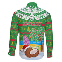Personalised Cook Islands Christmas Family Matching Short Sleeve Bodycon Dress and Hawaiian Shirt Coconut Santa Beach Style LT05 - Polynesian Pride