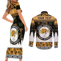 Custom Hawaii James Campbell High School Christmas Couples Matching Short Sleeve Bodycon Dress and Long Sleeve Button Shirt Tropical Santa Claus LT05 - Polynesian Pride