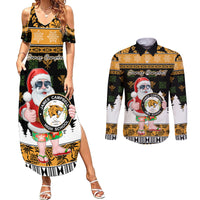 Custom Hawaii James Campbell High School Christmas Couples Matching Summer Maxi Dress and Long Sleeve Button Shirt Tropical Santa Claus LT05 Black - Polynesian Pride