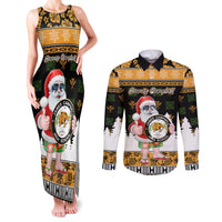 Custom Hawaii James Campbell High School Christmas Couples Matching Tank Maxi Dress and Long Sleeve Button Shirt Tropical Santa Claus LT05 Black - Polynesian Pride