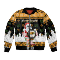 Custom Hawaii James Campbell High School Christmas Sleeve Zip Bomber Jacket Tropical Santa Claus LT05 Unisex Black - Polynesian Pride