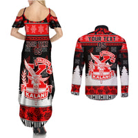 Custom Hawaii Kalani High School Christmas Couples Matching Summer Maxi Dress and Long Sleeve Button Shirt Tropical Santa Claus LT05 - Polynesian Pride
