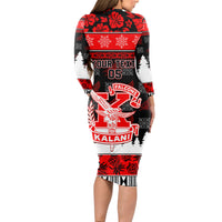 Custom Hawaii Kalani High School Christmas Long Sleeve Bodycon Dress Tropical Santa Claus LT05 - Polynesian Pride