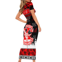 Custom Hawaii Kalani High School Christmas Short Sleeve Bodycon Dress Tropical Santa Claus LT05 - Polynesian Pride