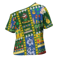 Solomon Islands Christmas Cross Shoulder Shirt Festive Beach Vibes - Polynesian Pride