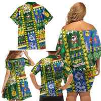 Solomon Islands Christmas Family Matching Off Shoulder Short Dress and Hawaiian Shirt Festive Beach Vibes LT05 - Polynesian Pride