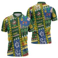 Solomon Islands Christmas Zipper Polo Shirt Festive Beach Vibes - Polynesian Pride