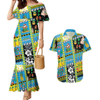 Tuvalu Christmas Couples Matching Mermaid Dress and Hawaiian Shirt Festive Beach Vibes - Polynesian Pride