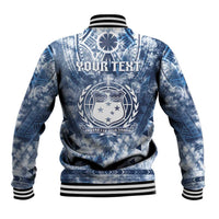 Samoa 685 Baseball Jacket Polynesian Pattern Tie Dye Style