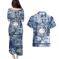 Samoa 685 Couples Matching Puletasi and Hawaiian Shirt Polynesian Pattern Tie Dye Style