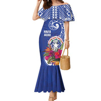 Hafa Adai Northern Mariana Islands Family Matching Mermaid Dress and Hawaiian Shirt Polynesian Tribal Pattern LT05 Mom's Dress Blue - Polynesian Pride