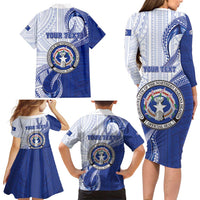 Personalized Northern Mariana Islands Family Matching Long Sleeve Bodycon Dress and Hawaiian Shirt CNMI Seal LT05 - Polynesian Pride