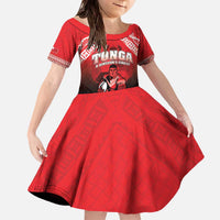 Custom Rugby Tonga MMT Family Matching Off The Shoulder Long Sleeve Dress and Hawaiian Shirt Mana O Tonga - Polynesian Pride