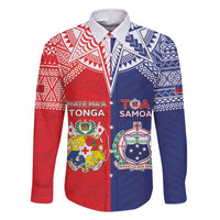 Custom Rugby Samoa And Tonga Family Matching Off Shoulder Short Dress and Hawaiian Shirt Toa Samoa With Mate Maa - Polynesian Pride
