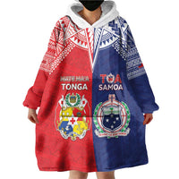 Custom Rugby Samoa And Tonga Wearable Blanket Hoodie Toa Samoa With Mate Maa LT05 - Polynesian Pride