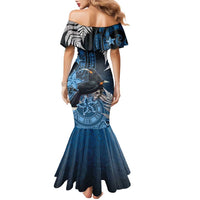 New Zealand Huia Bird Family Matching Mermaid Dress and Hawaiian Shirt Aotearoa Maori Pattern LT05 - Polynesian Pride