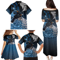 New Zealand Huia Bird Family Matching Puletasi and Hawaiian Shirt Aotearoa Maori Pattern LT05 - Polynesian Pride
