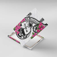 Guam Chamorro Canvas Wall Art Bougainvillea White Polynesian Tribal Pattern