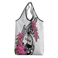 Guam Chamorro Grocery Bag Bougainvillea White Polynesian Tribal Pattern