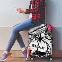 Guam Chamorro Luggage Cover Bougainvillea White Polynesian Tribal Pattern