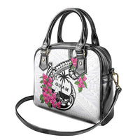 Guam Chamorro Shoulder Handbag Bougainvillea White Polynesian Tribal Pattern
