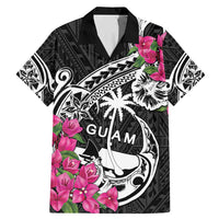 Guam Chamorro Family Matching Mermaid Dress and Hawaiian Shirt Bougainvillea Black Polynesian Tribal Pattern