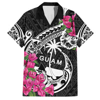 Guam Chamorro Family Matching Puletasi and Hawaiian Shirt Bougainvillea Black Polynesian Tribal Pattern