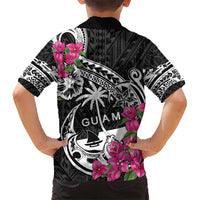 Guam Chamorro Hawaiian Shirt Bougainvillea Black Polynesian Tribal Pattern