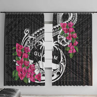 Guam Chamorro Window Curtain Bougainvillea Black Polynesian Tribal Pattern