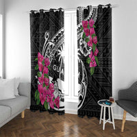 Guam Chamorro Window Curtain Bougainvillea Black Polynesian Tribal Pattern